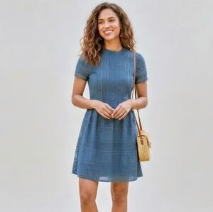 Francesca’s Blue Lace Fit & Flare Dress Size Small